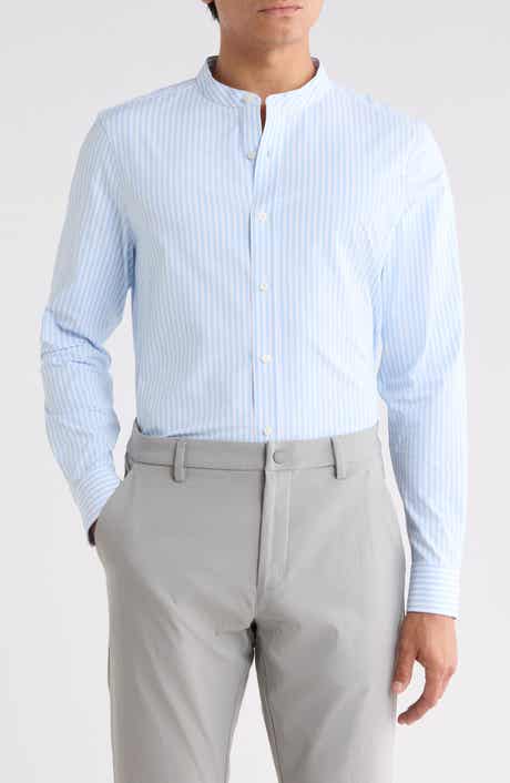 State of Mind Striped Performance Band Collar Shirt