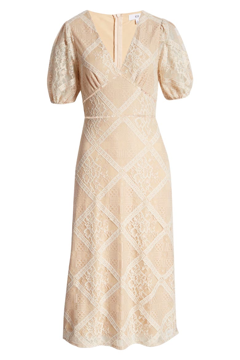 Short Sleeve Knit Lace Dress, Alternate, color, DIAMOND SAND