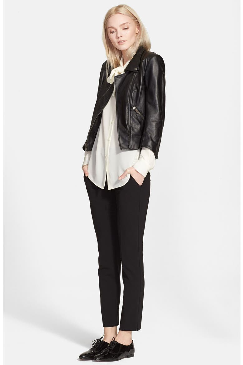 'Emmanuelle' Tie Front Silk Blouse, Alternate, color, IVORY
