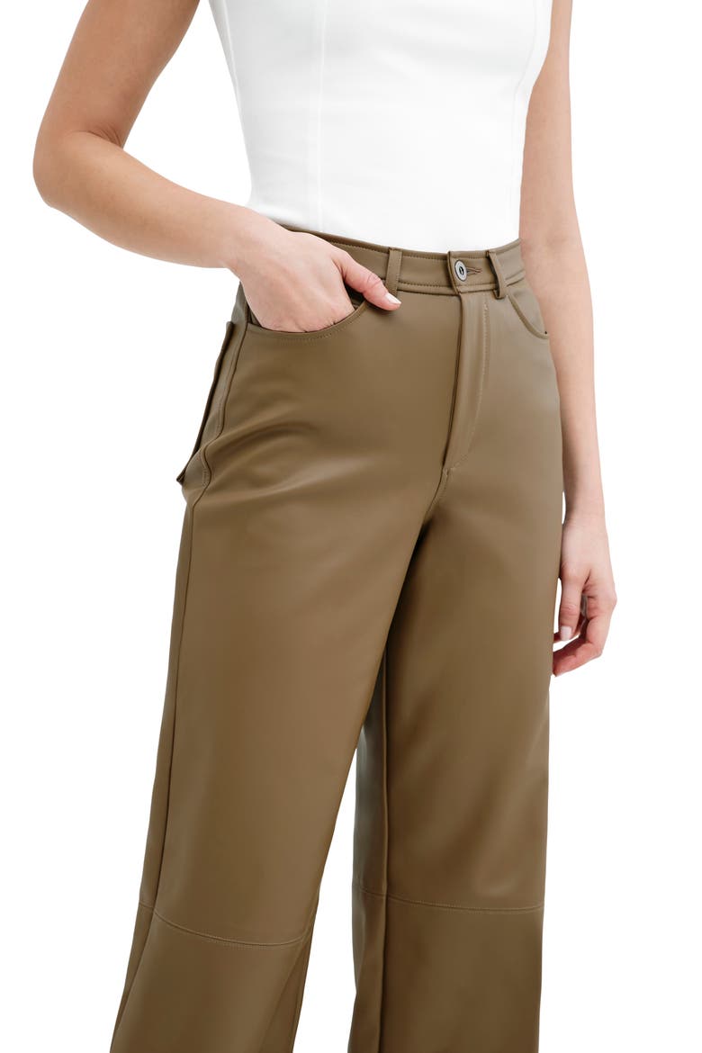 Julien High Waist Faux Leather Wide Leg Pants, Alternate, color, LATTE