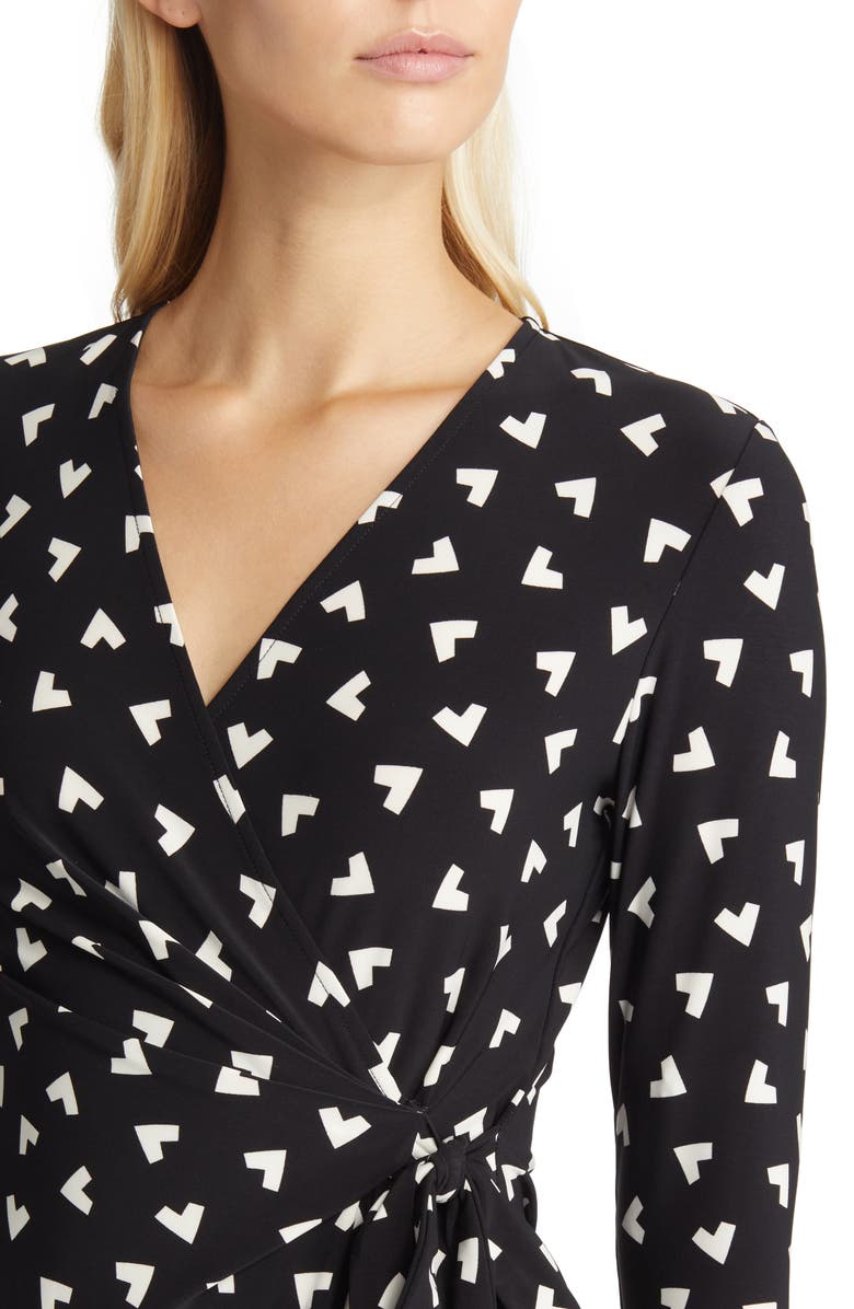 Anne Klein Heart Print Long Sleeve Wrap Dress, Alternate, color,