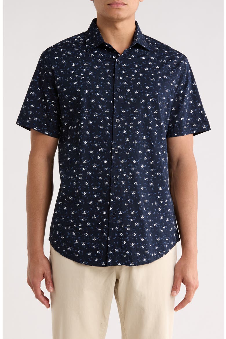 Floral Short Sleeve Button-Up Shirt, Main, color, NAVY W/ WHITE FLORAL