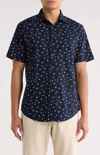 DENIM AND FLOWER Floral Short Sleeve Button-Up Shirt