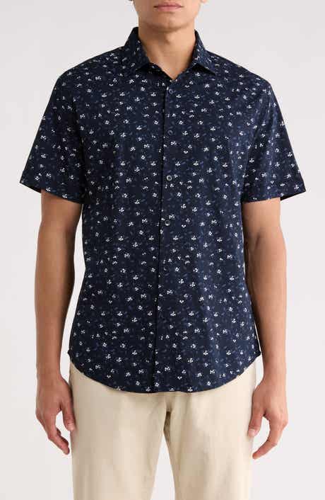 DENIM AND FLOWER Floral Short Sleeve Button-Up Shirt