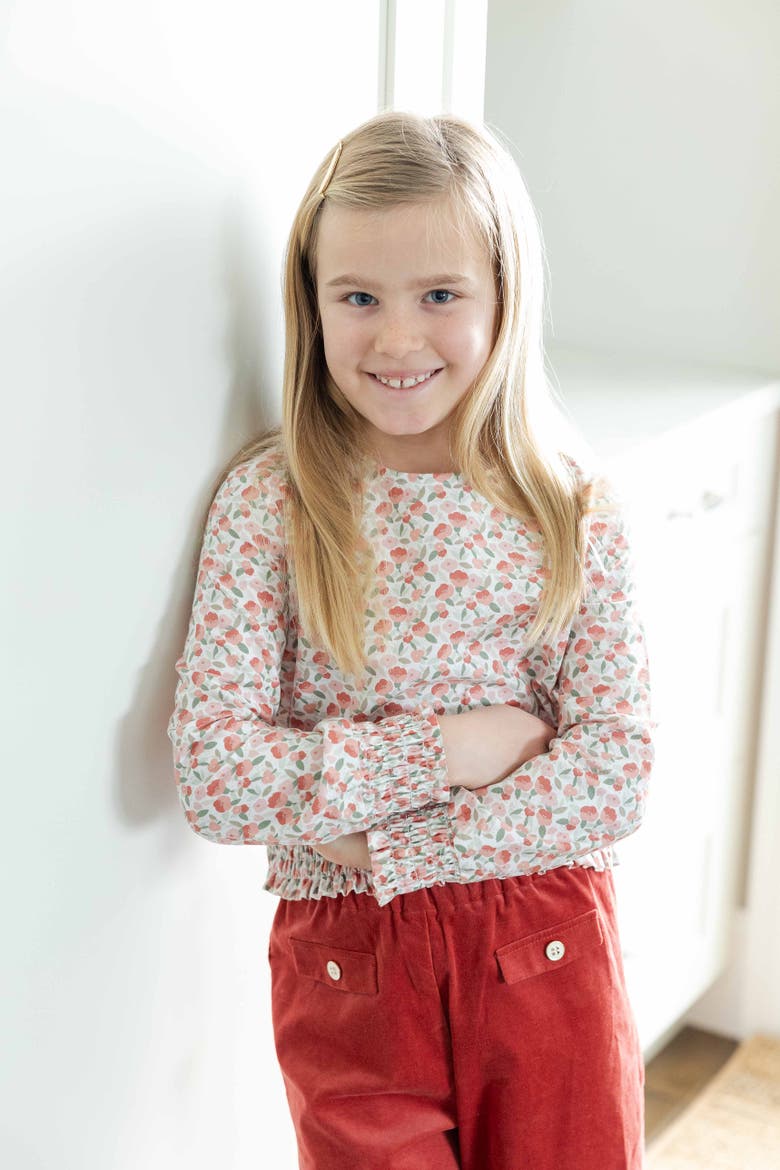 Floral Top with Rouching, Alternate, color, Pink Floral