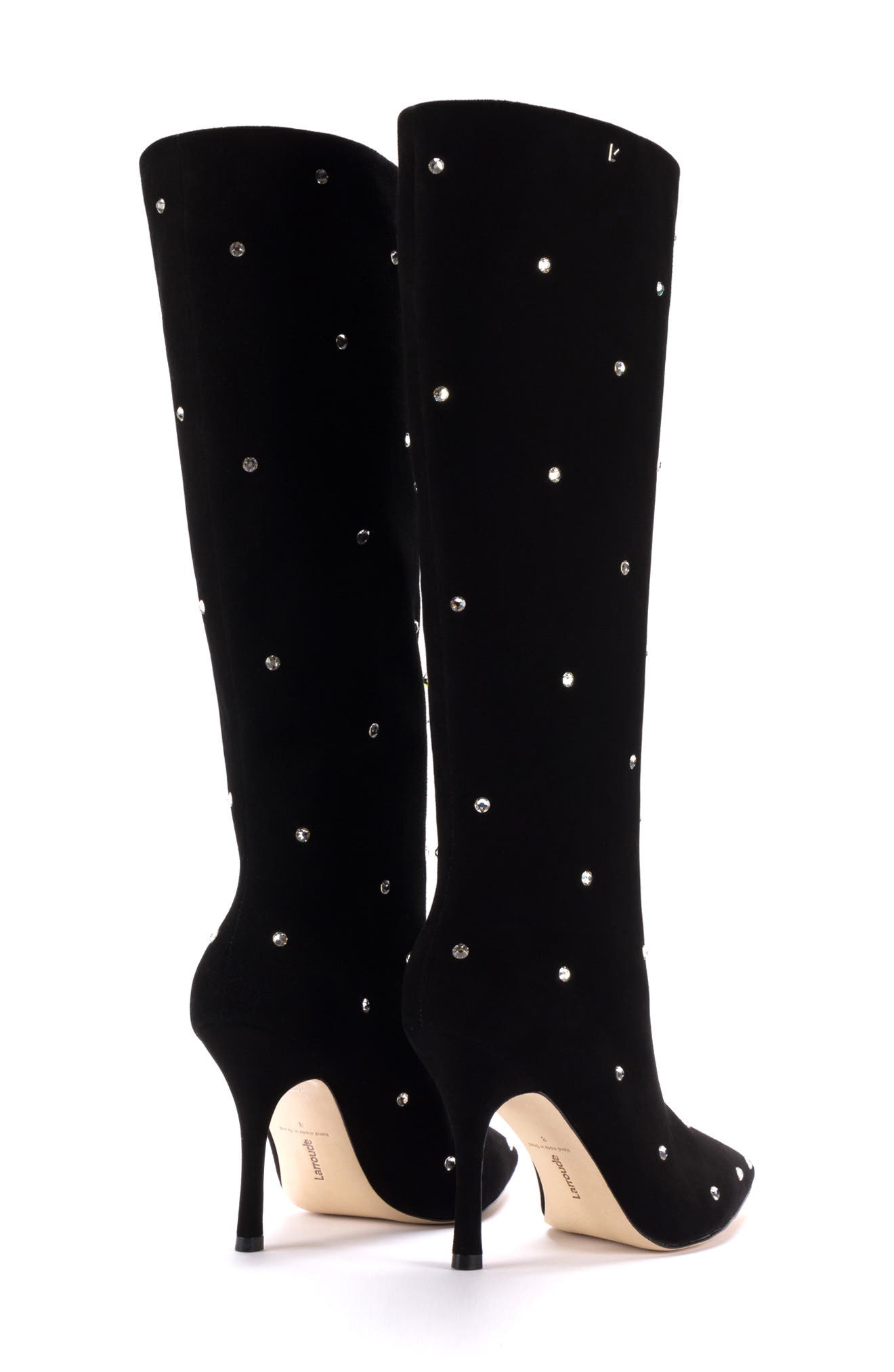 Larroudé Kate Swarovski<sup>®</sup> Crystal Embellished Pointed Toe Knee High Boot, Alternate, color, 