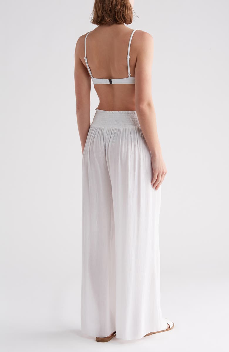 Elan Smocked Waist Wide Leg Cover-Up Pants, Alternate, color, 