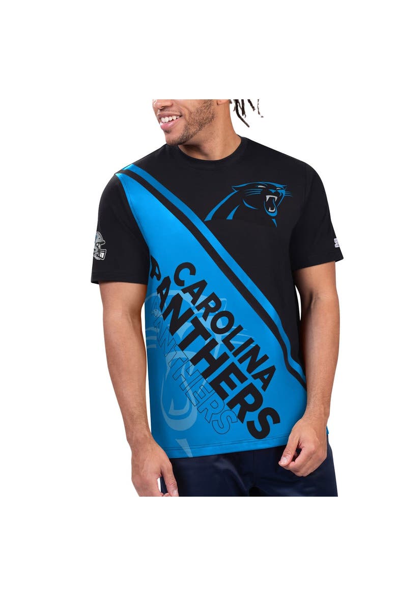 Men's Starter Black/Blue Carolina Panthers Finish Line Extreme Graphic T-Shirt, Main, color, Black