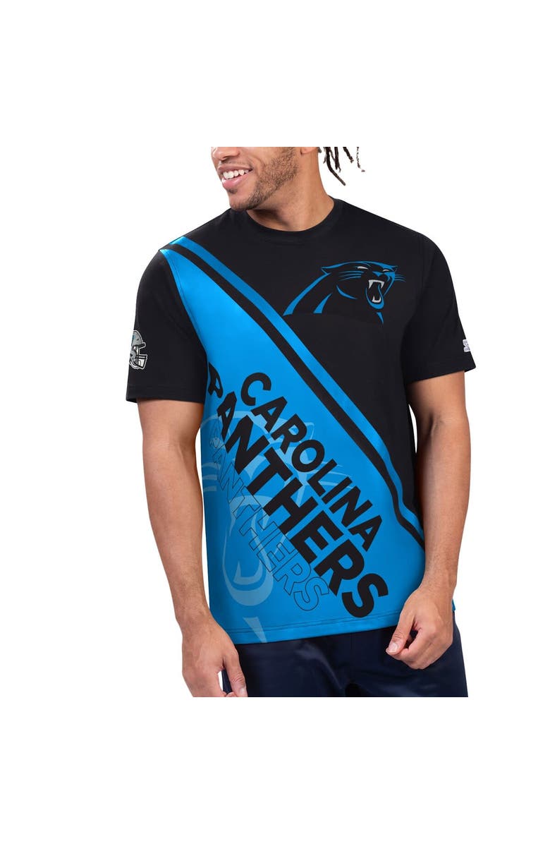 STARTER Men's Starter Black/Blue Carolina Panthers Finish Line Extreme Graphic T-Shirt, Main, color, 