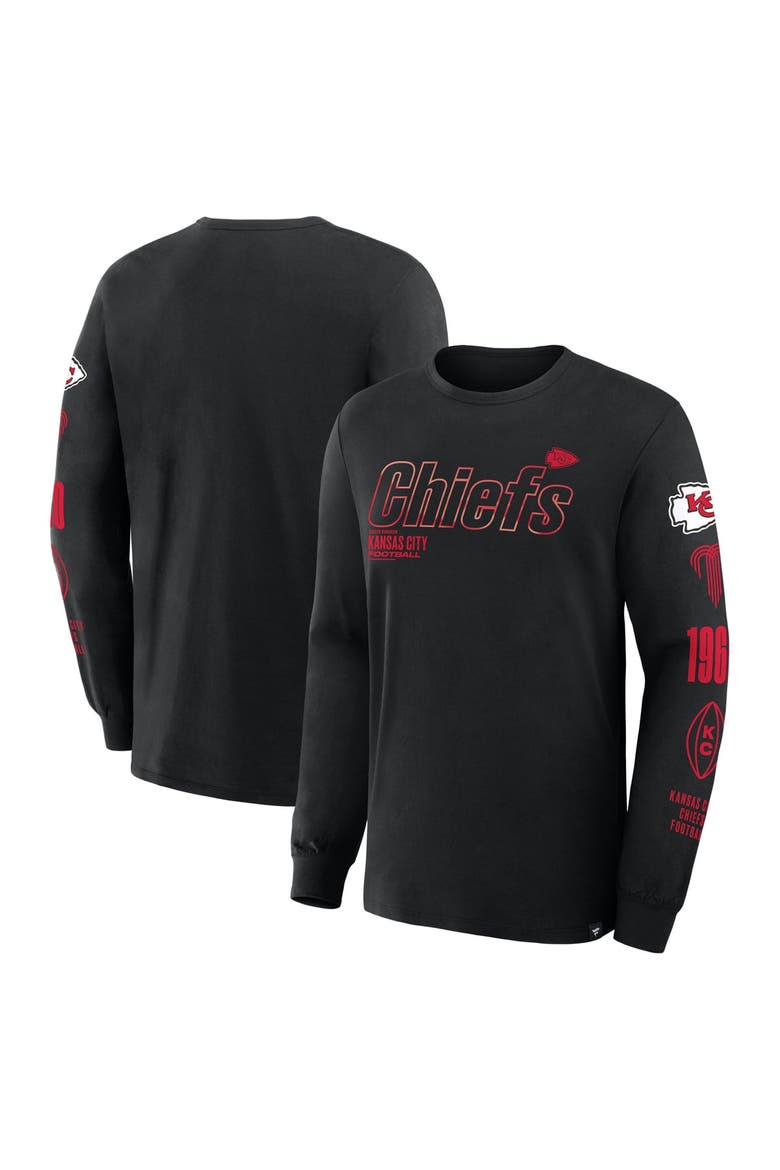 Men's Fanatics Black Kansas City Chiefs Checkdown Pass Long Sleeve T-Shirt, Alternate, color, Black