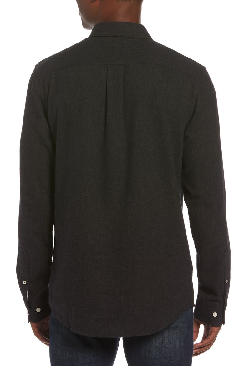 Herringbone Flannel Button-Up Shirt, Alternate, color, DARK CHARCOAL HEATHER