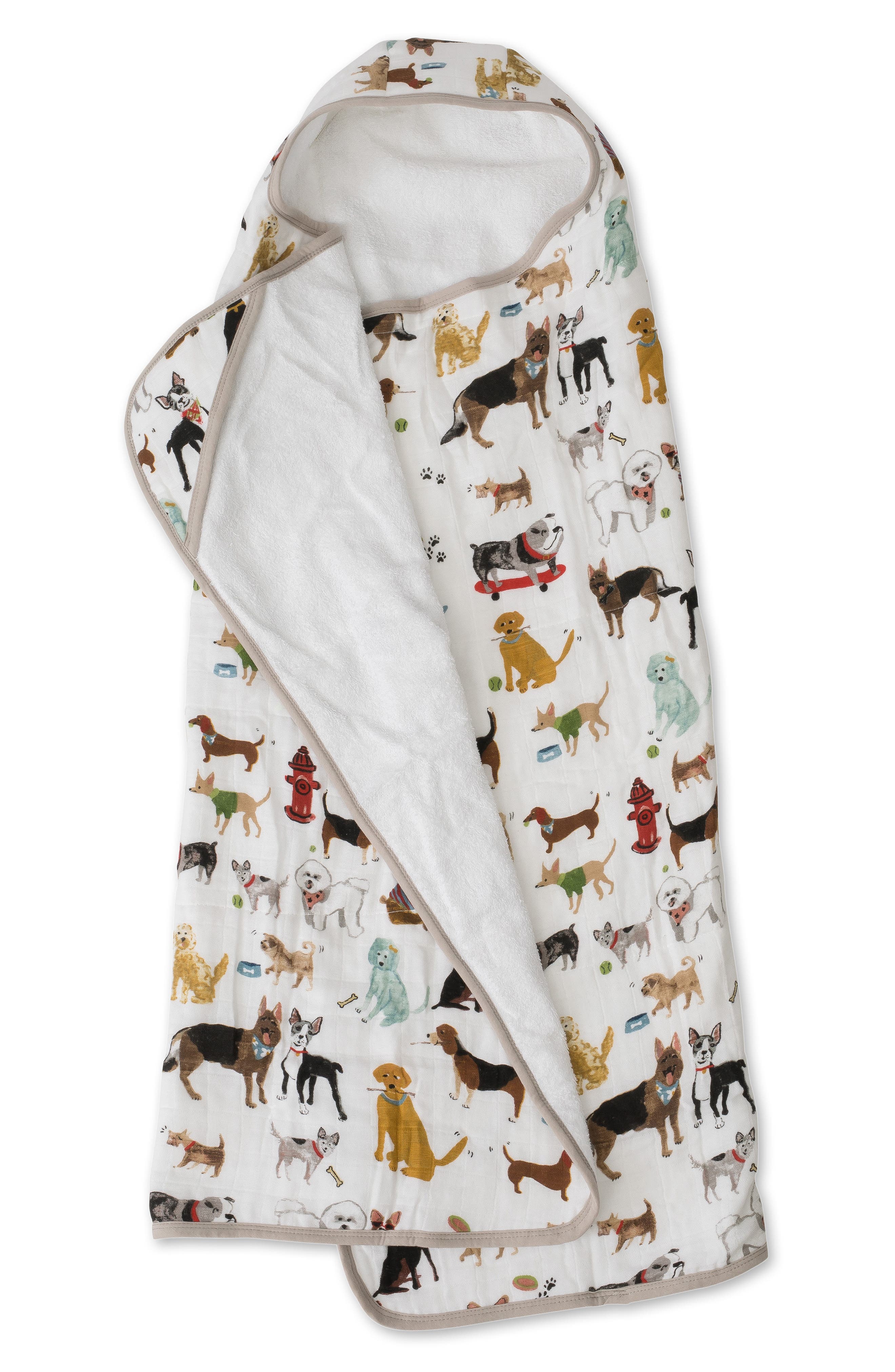 little unicorn Cotton Muslin & Terry Hooded Towel in Woof 