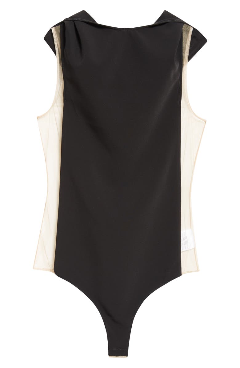 Courrèges Frame Illusion Inset Hooded Bodysuit, Alternate, color, 