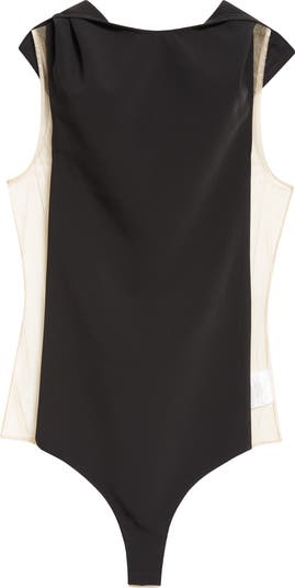 インナー・ルームウェアその他 Courreges SS25 'Illusion' bodysuit (424JBD112PL0159 B099) Courrèges Frame Illusion Inset Hooded Bodysuit | Nordstrom
