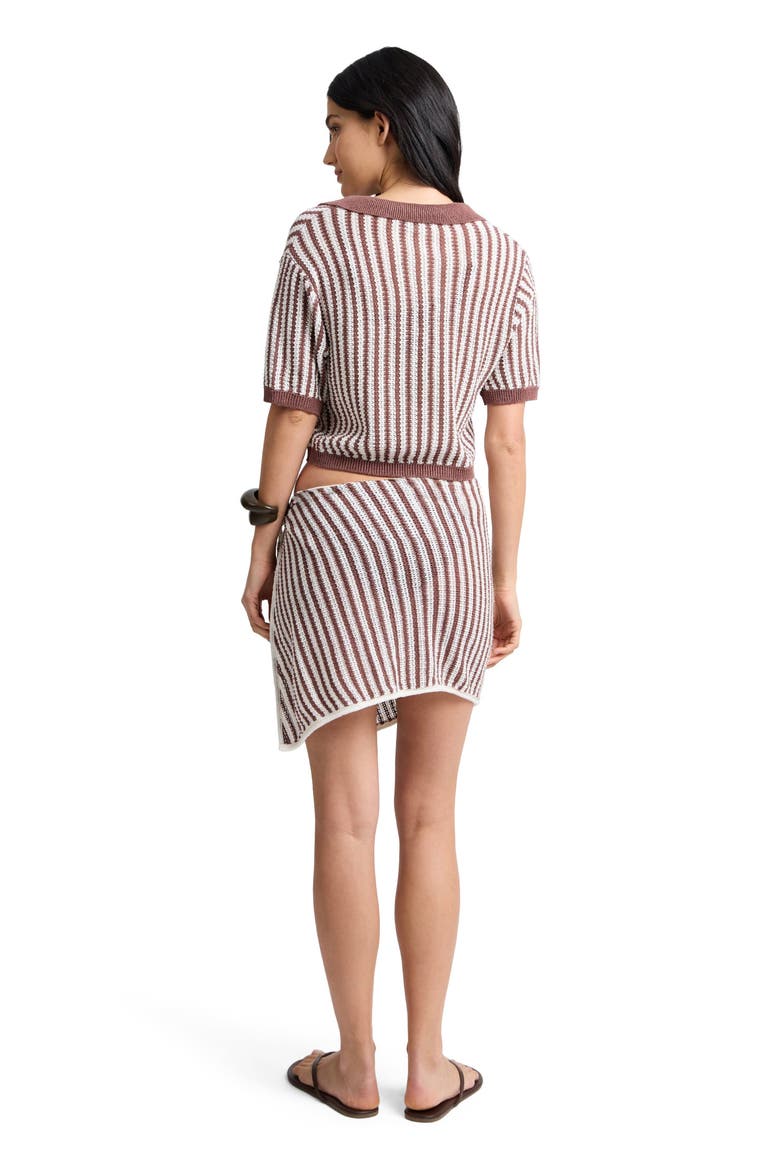 Linen Knit Mini Sarong, Alternate, color, Brown/White