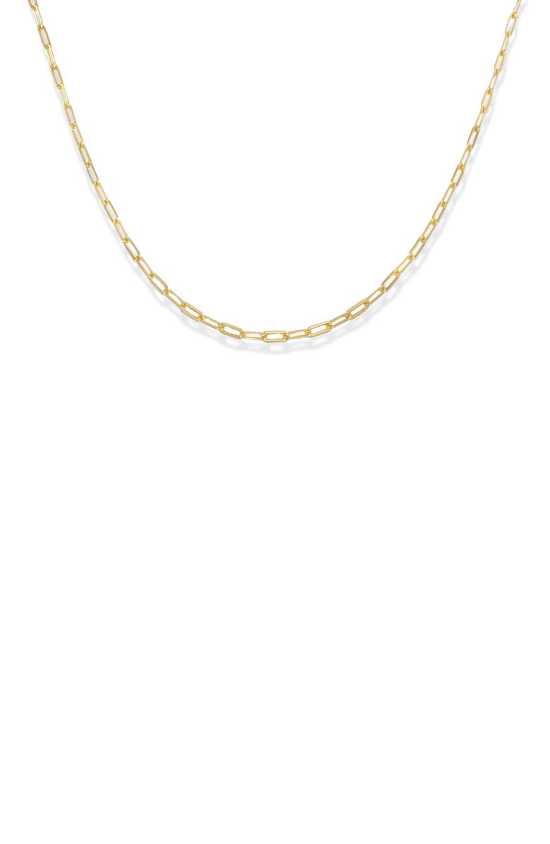 BEN ONI Gold Vermeil Dainty Paper Clip Necklace, Main, color, Gold