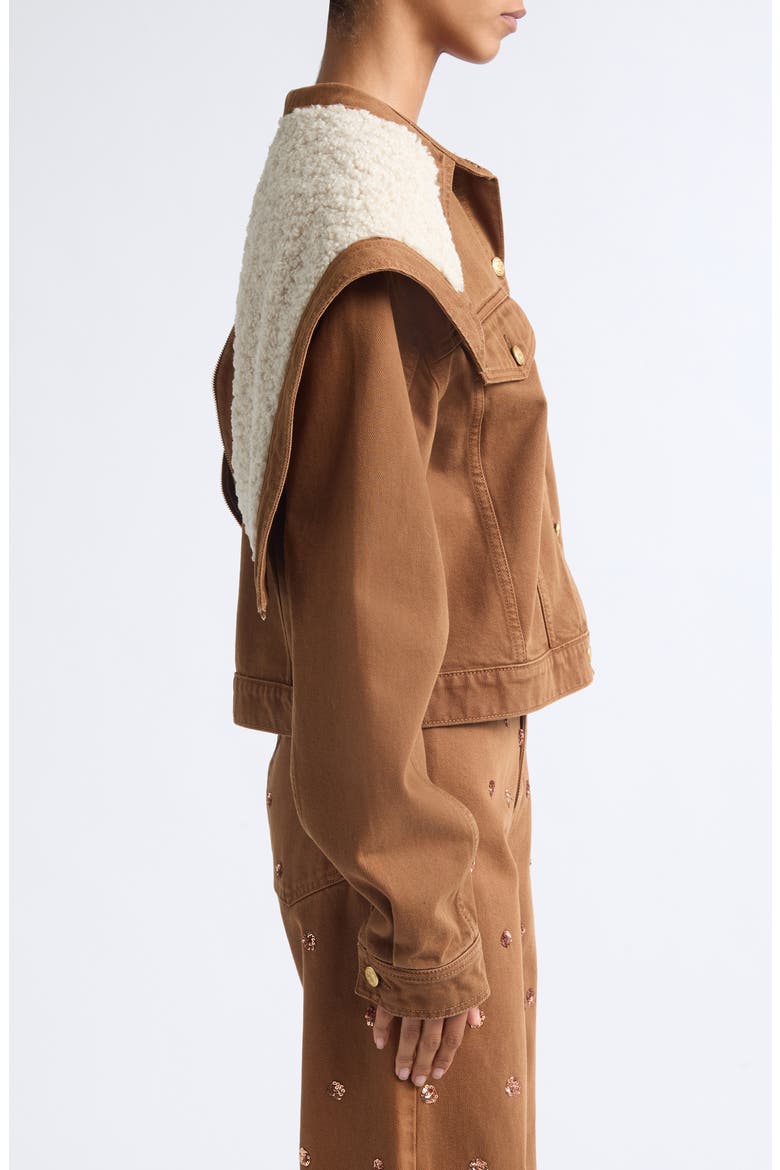 Sybil Faux Shearling Accent Denim Jacket, Alternate, color, TIGRIS