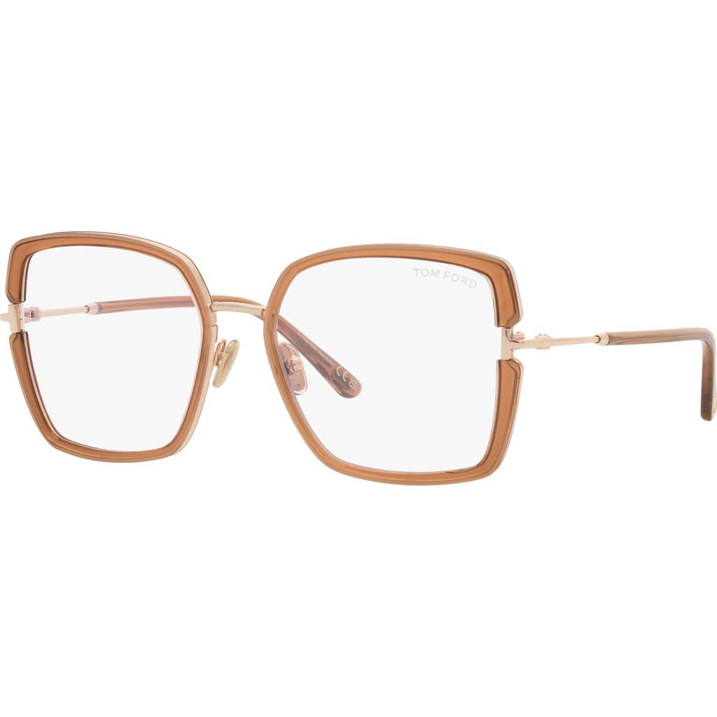 Tom Ford 55mm Square Optical Glasses In Gold