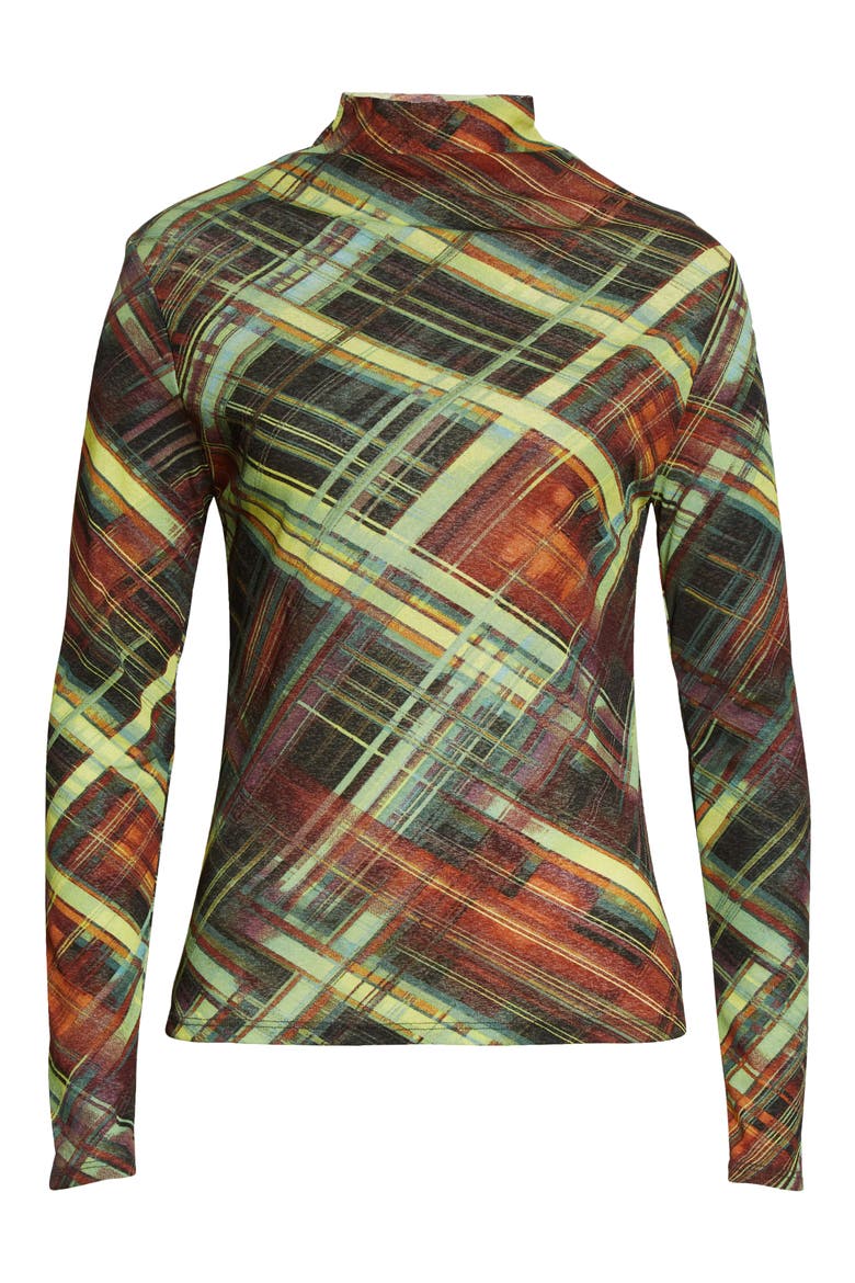 Cardio Nova Lace Top, Alternate, color, GREEN PLAID