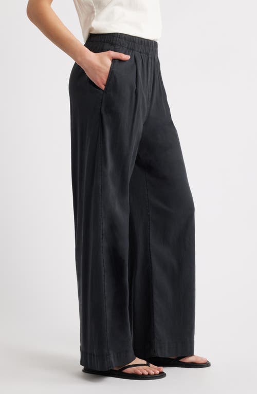 Treasure & Bond Pleated Wide Leg Pull-on Pants In Black
