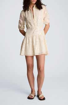 Sequin Flare Long Sleeve Mini Shirtdress