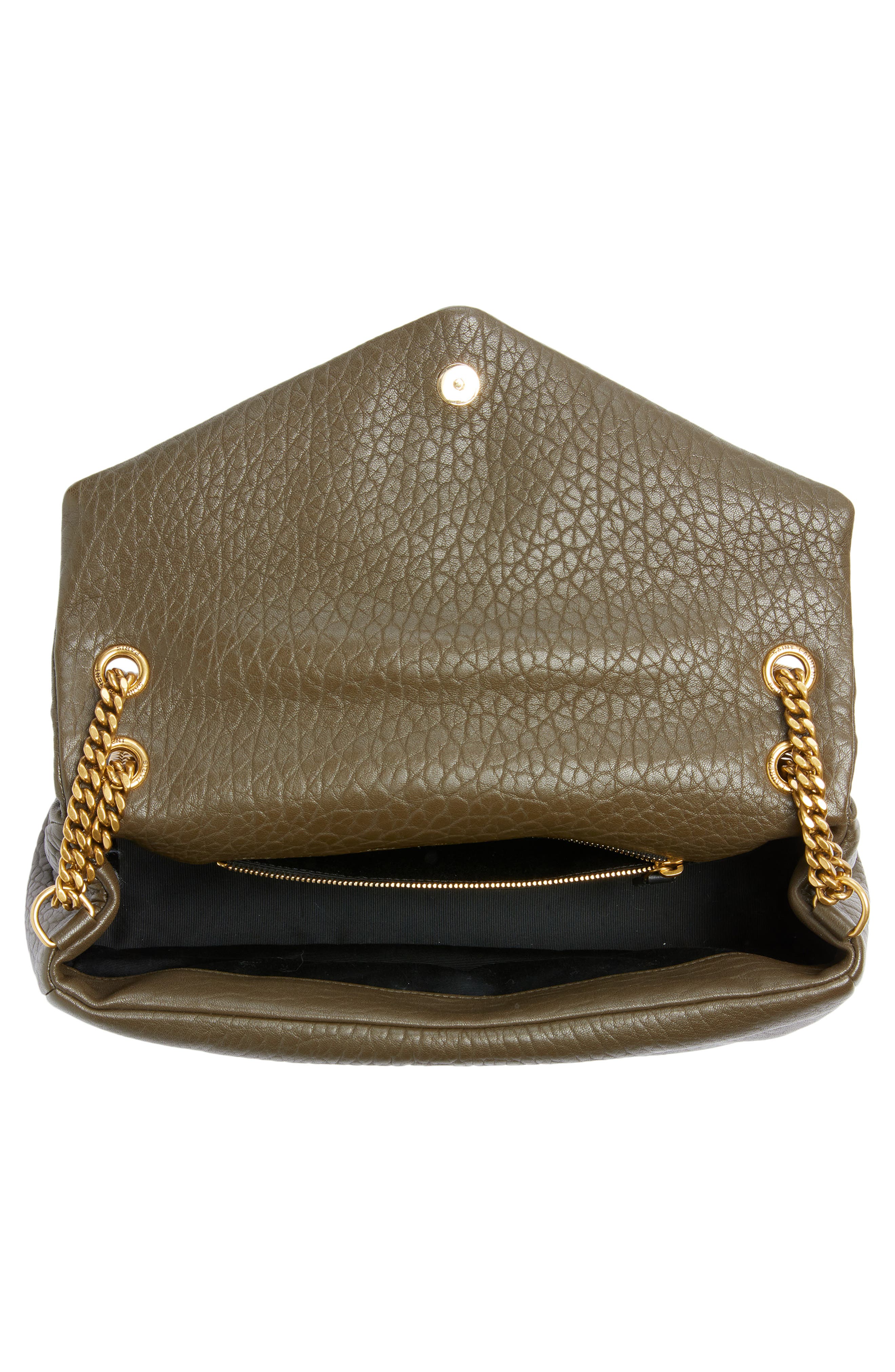 Saint Laurent Medium Calypso Leather Shoulder Bag, Alternate, color, Light Musk