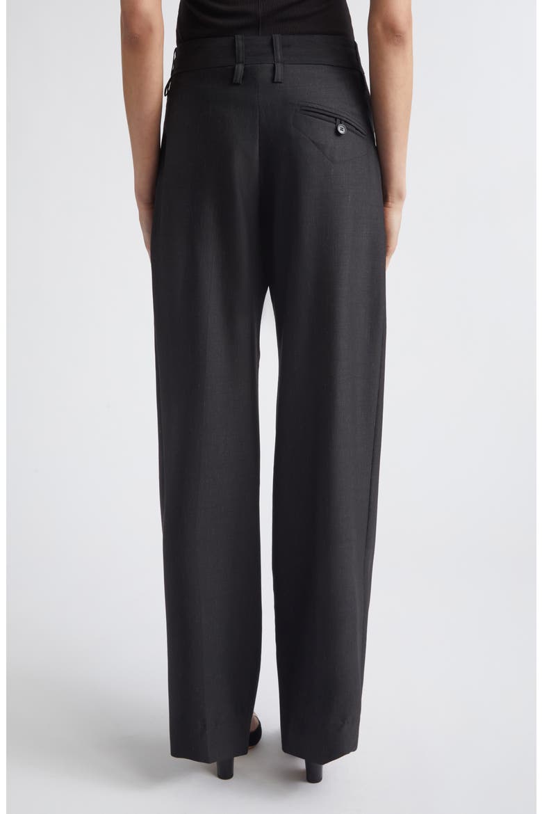 Curved Leg Virgin Wool Blend Suiting Pants, Alternate, color, BLACK