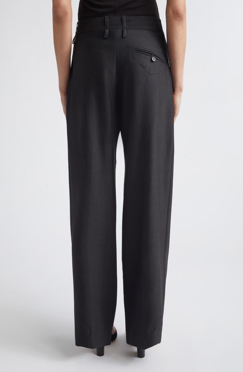 Victoria Beckham Curved Leg Virgin Wool Blend Suiting Pants, Alternate, color, Black