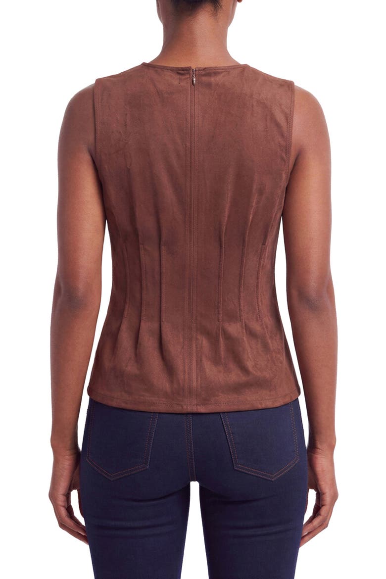 Pintucked Faux Suede Shell, Alternate, color, SPICE