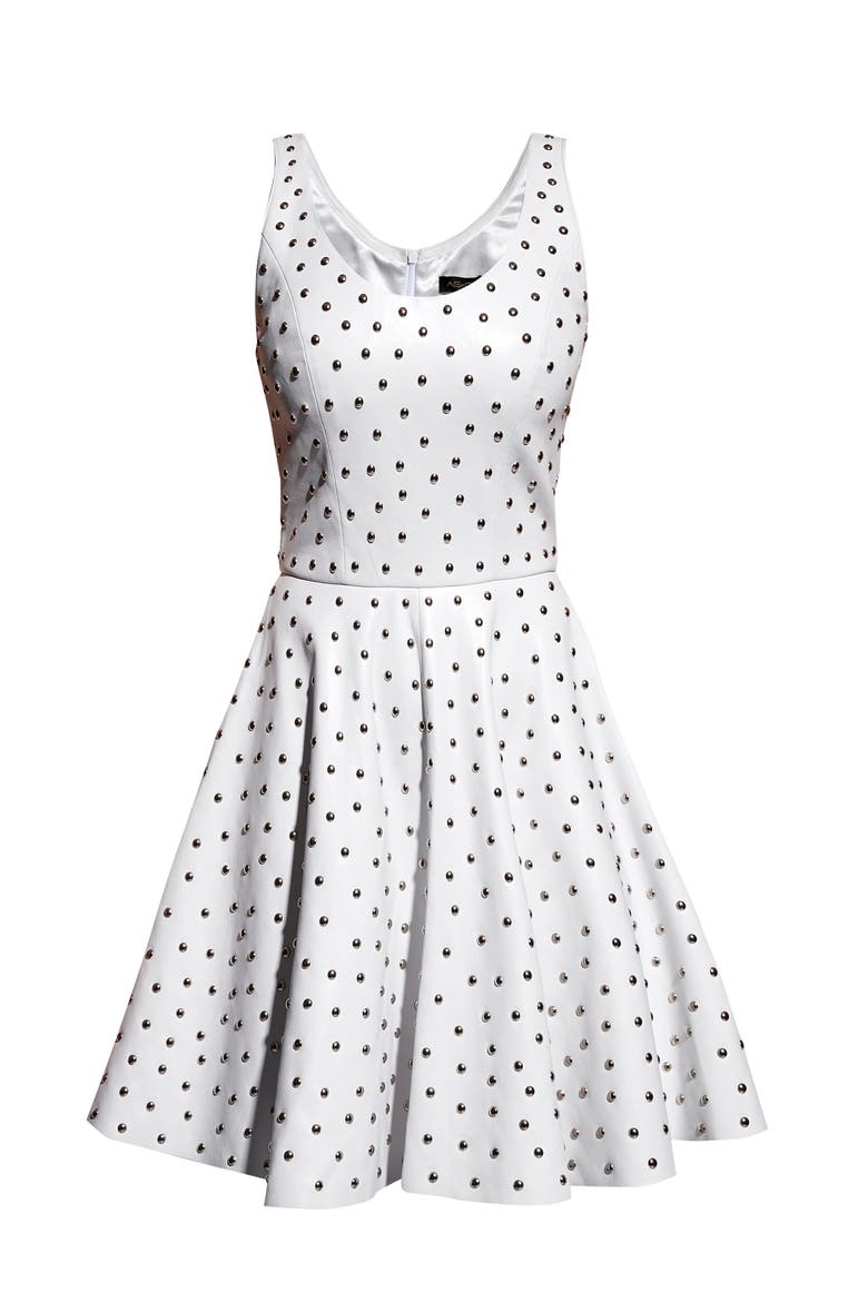 Margot Upcycled Leather Dress, Alternate, color, White