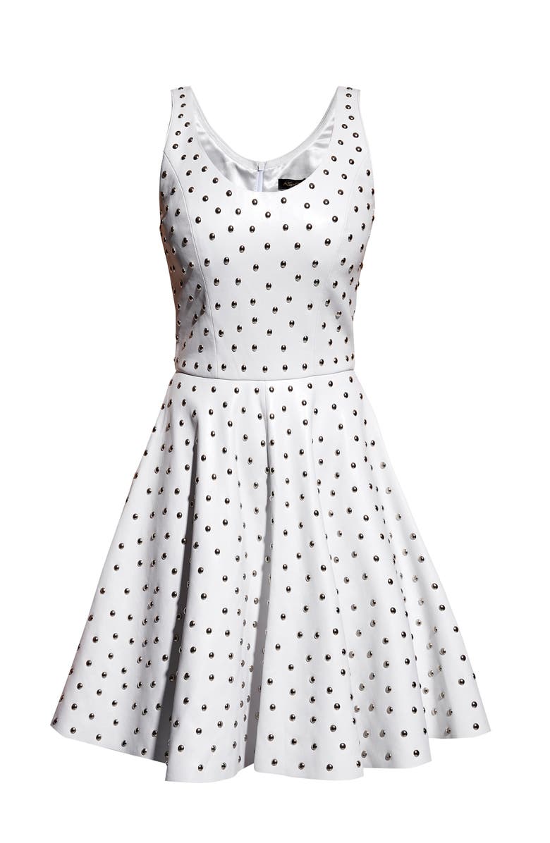 AS by DF Margot Upcycled Leather Dress, Alternate, color, White