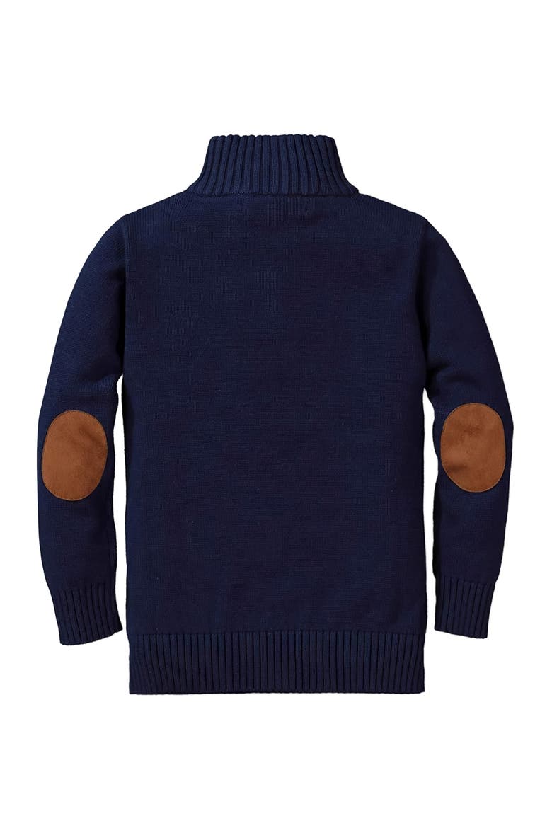 Boys' Half Zip Pullover Sweater with Elbow Patches, Kids, Alternate, color, Navy with Elbow Patches
