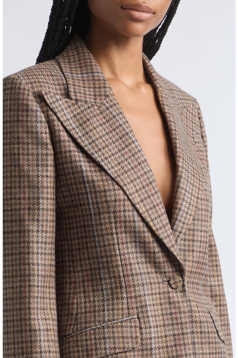 Leiva Check Wool & Silk Jacket, Alternate, color, CAMEL MULTI