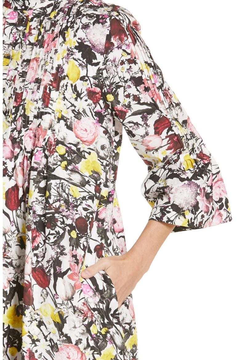 Pop Floral Print Cotton Dress, Alternate, color, WHITE/ PINK