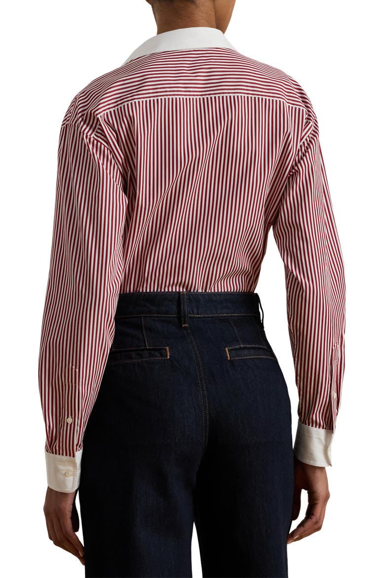 Stripe Cotton Broadcloth Button-Up Shirt, Alternate, color, BURGANDY/ WHITE MULTI