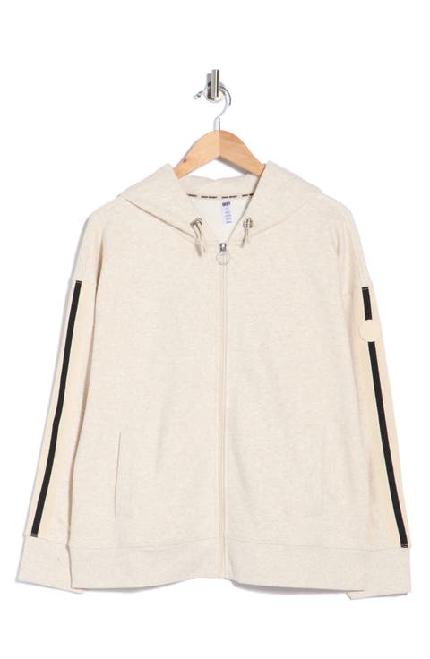 Textured Tape Drawcord Zip Hoodie