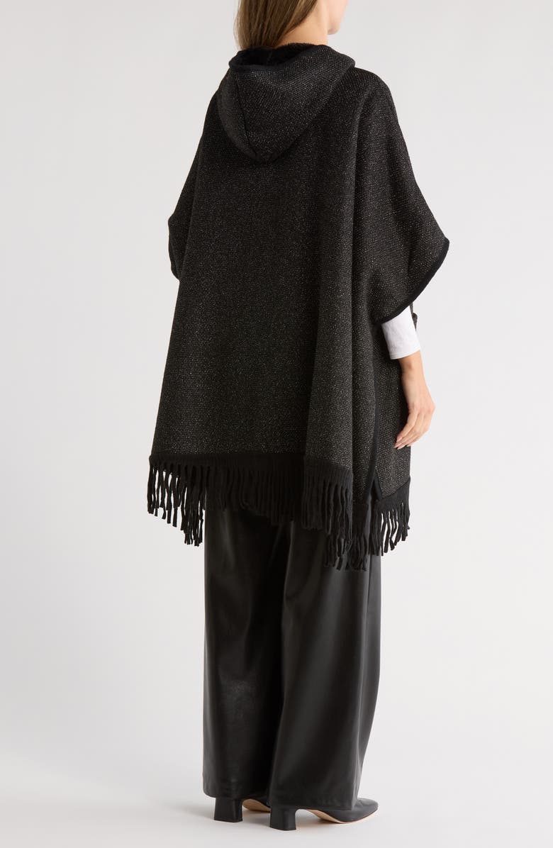 Nanette Lepore Hooded Jacquard Ruana, Alternate, color, Black
