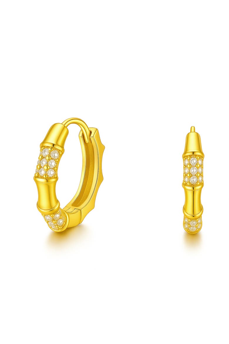 Gold-Tone Sterling Silver Crystal Hoops, Main, color, Gold