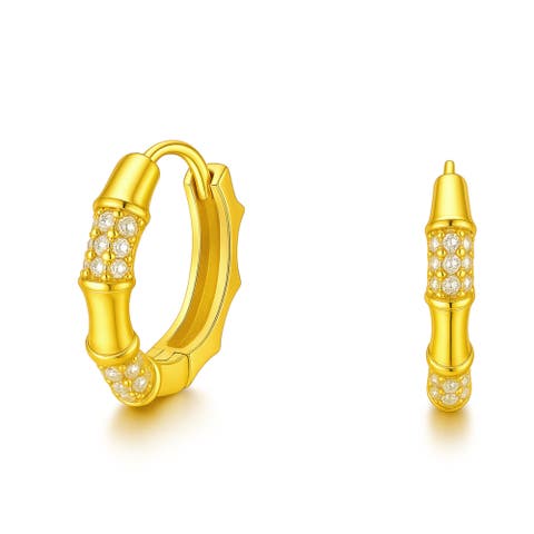 Gold-Tone Sterling Silver Crystal Hoops