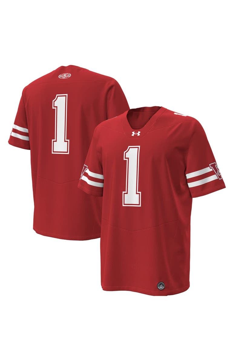 Under Armour Men's Under Armour #1 Red Wisconsin Badgers 1980 Throwback Home Replica Game Jersey, Main, color, Red