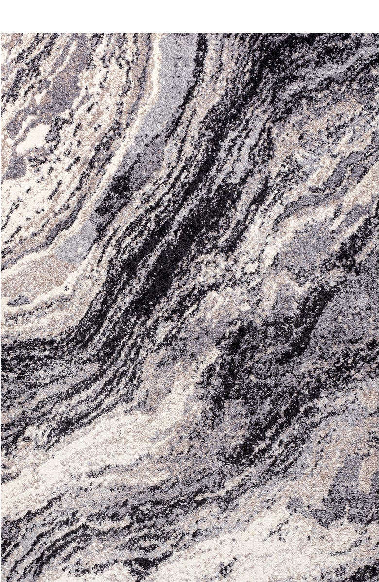 JONATHAN Y Kassia Contemporary Glam Abstract Marble Area Rug, Alternate, color, Charcoal/Cream