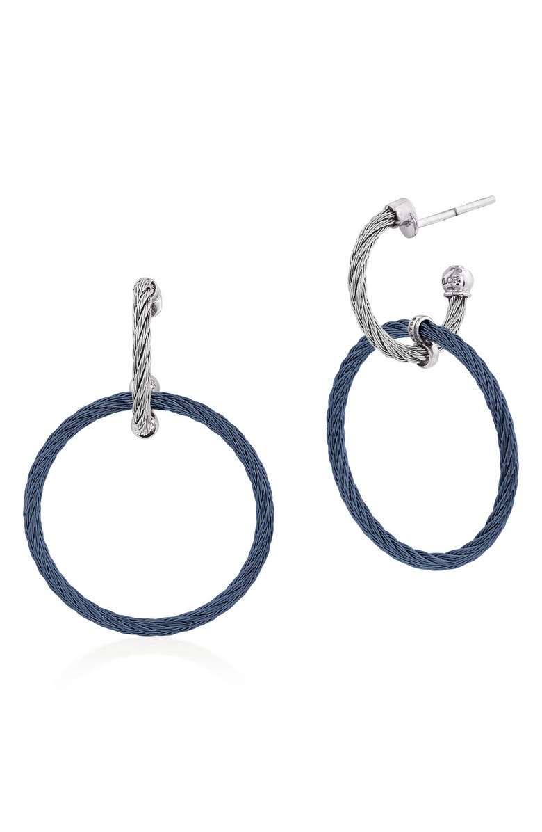 ALOR<sup>®</sup> Cable Frontal Hoop Drop Huggie Hoop Earrings, Main, color, 