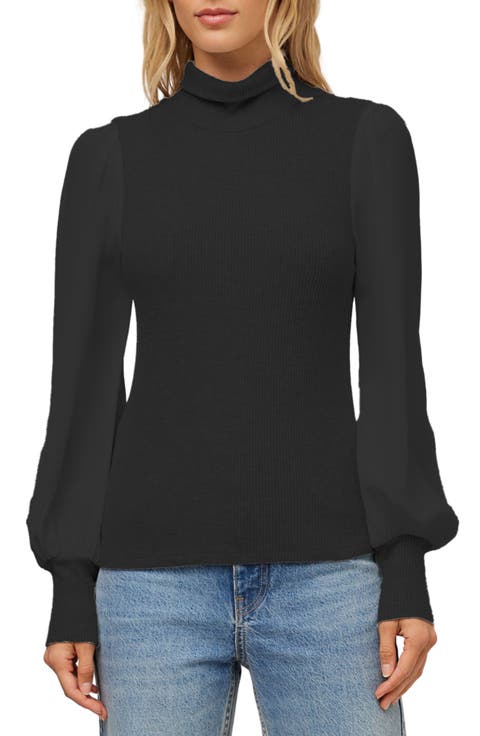 Lisette Mixed Media Turtleneck Top