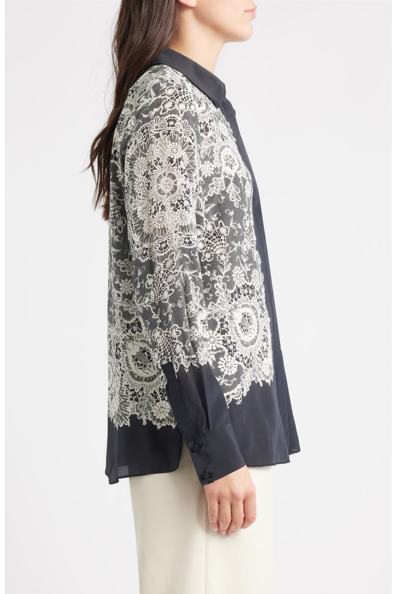 Willa Lace Silk Shirt, Alternate, color, BLACK MULTI