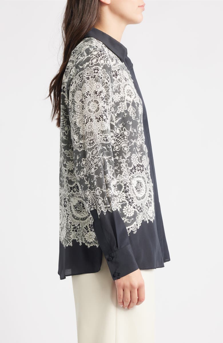 KOBI HALPERIN Willa Lace Silk Shirt, Alternate, color, Black Multi