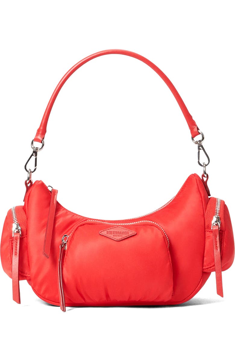 MZ Wallace Small Chelsea Denim Shoulder Bag, Main, color, Bright Cherry