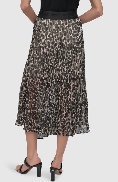 Dkny Print Asymmetric Midi Skirt In Spring Animal Green