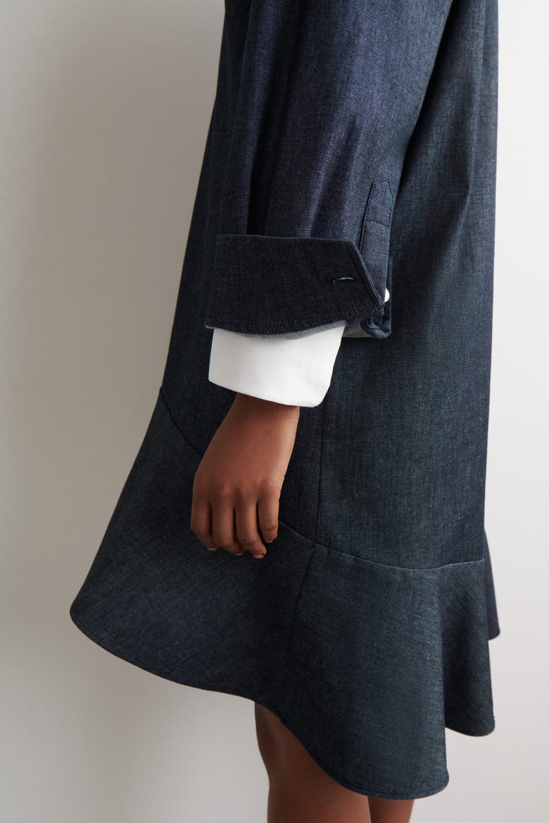 Flared Denim Mini Shirt Dress, Alternate, color, INDIGO