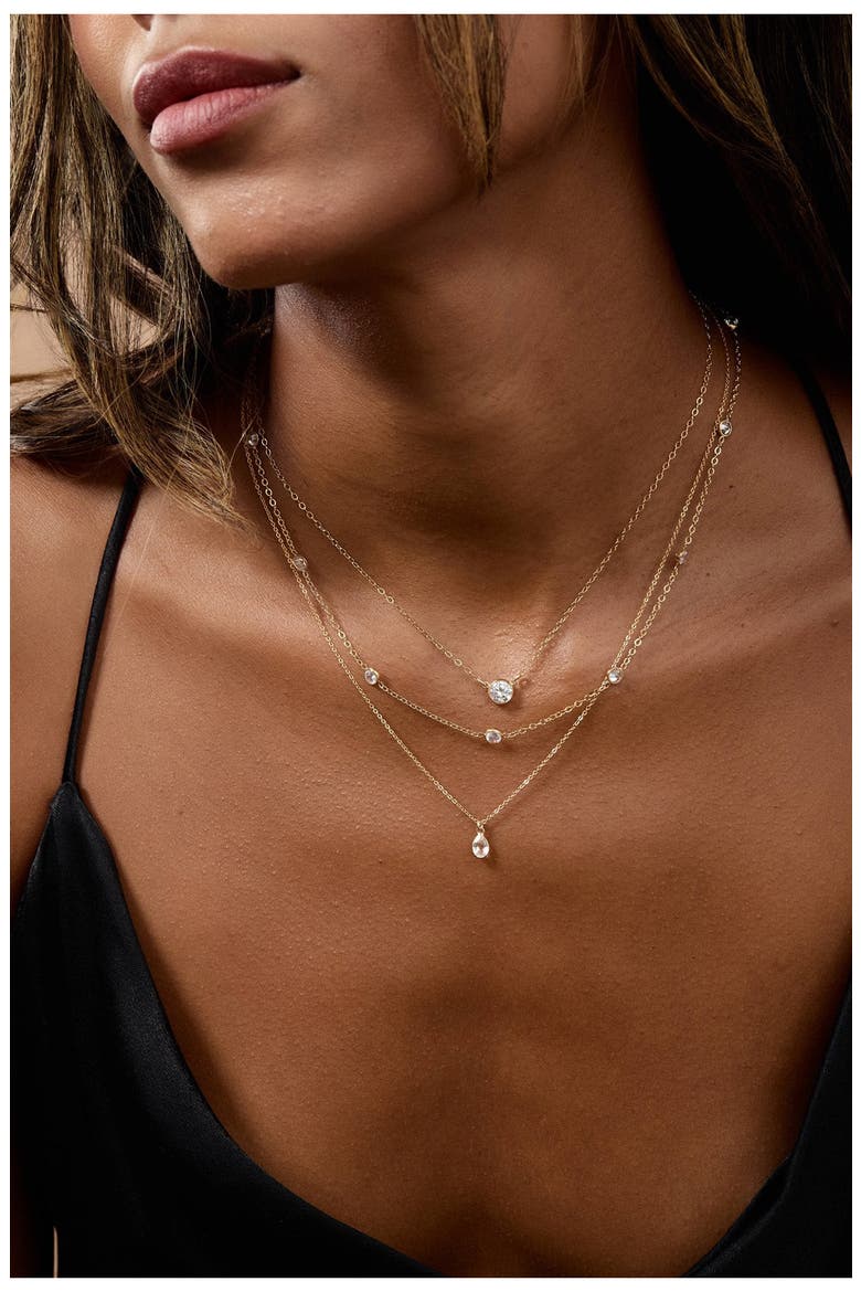 Faye Cubic Zirconia Necklace, Alternate, color, GOLD