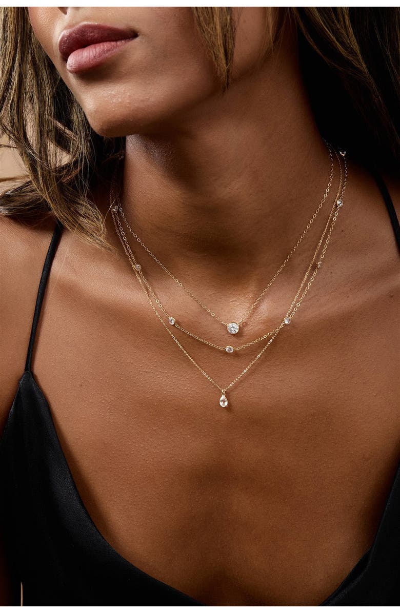 Set & Stones Faye Cubic Zirconia Necklace, Alternate, color, Gold